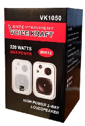 Ηχείο VOICE KRAFT 1050-WH 4", 2 δρόμων, bass reflex, 110W, λευκό